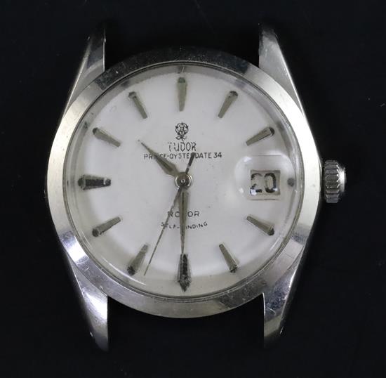 A gentlemans 1960s stainless steel Tudor Prince-Oysterdate 34 self winding wrist watch,